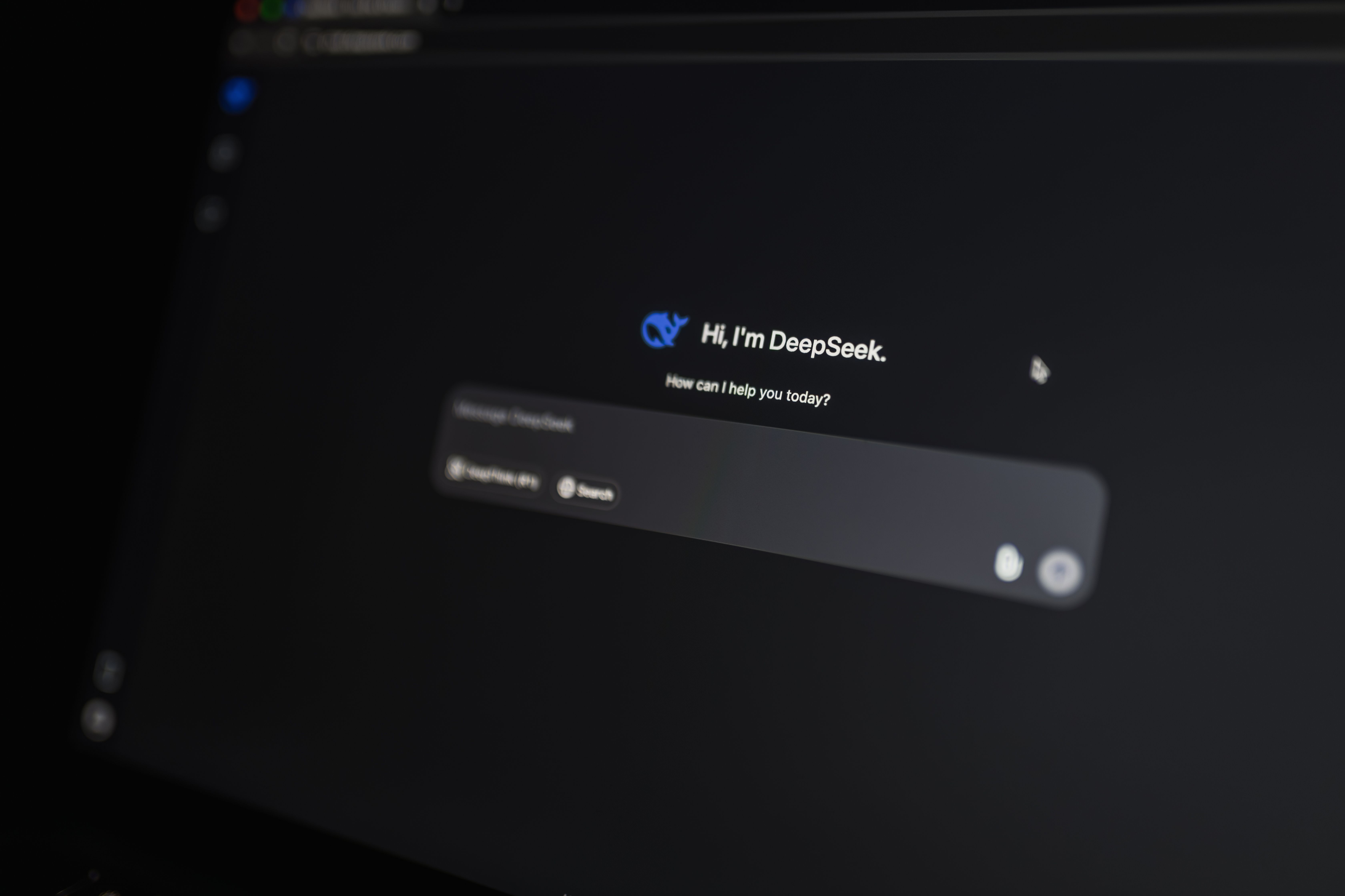 Close-up of an AI-driven chat interface on a computer screen, showcasing modern AI technology.